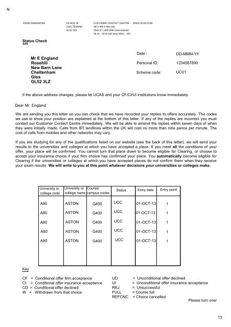 Status check letter (AS9) (pdf) - Ucas