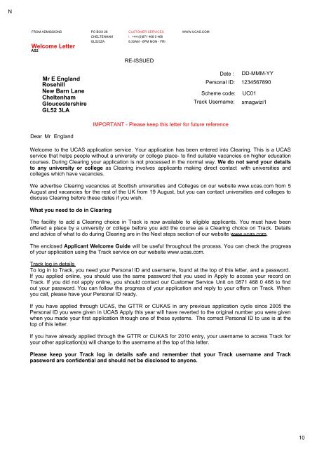 Clearing Welcome Letter As2 Pdf Ucas