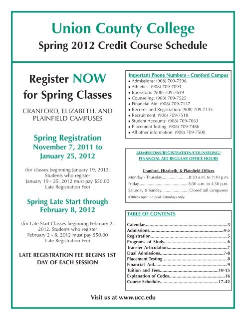 to download the course schedule for Spring 2012 - Union County ...