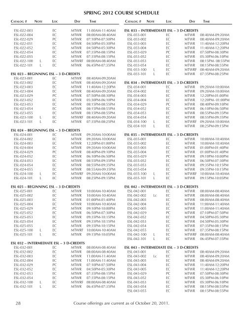 to download the course schedule for Spring 2012 - Union County ...