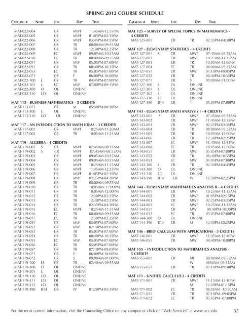 to download the course schedule for Spring 2012 - Union County ...