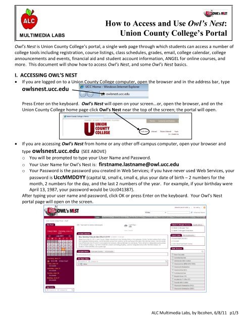 How to Access and Use Owl's Nest - Union County College