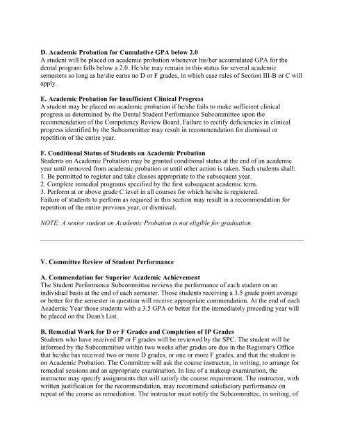 Policy on Academic Evaluation and Promotion of Dental Students