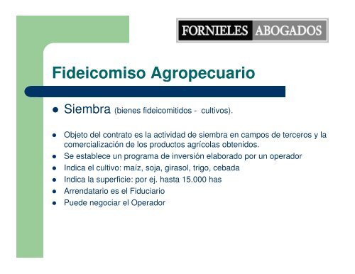 El tratamiento del fideicomiso en la actividad agropecuaria