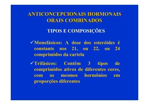 anticoncepcionais hormonais orais combinados - Ucg