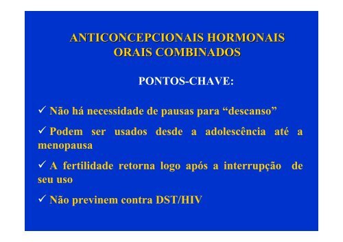 anticoncepcionais hormonais orais combinados - Ucg