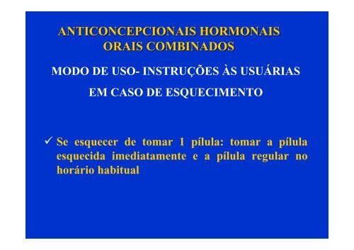 anticoncepcionais hormonais orais combinados - Ucg