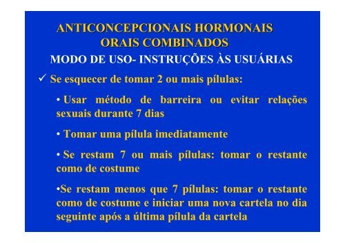 anticoncepcionais hormonais orais combinados - Ucg