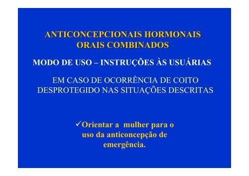 anticoncepcionais hormonais orais combinados - Ucg