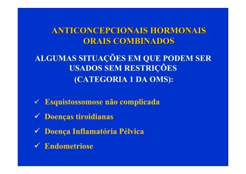 anticoncepcionais hormonais orais combinados - Ucg