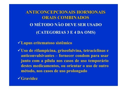 anticoncepcionais hormonais orais combinados - Ucg