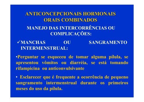 anticoncepcionais hormonais orais combinados - Ucg