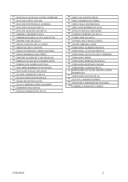 LISTA DE CONFIRMAÃÃO DE INSCRIÃÃO - APTOS PROVA ... - Ucg