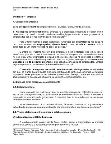 Unidade 07 - Empresa 1. Conceito de Empresa a) Na ... - Ucg