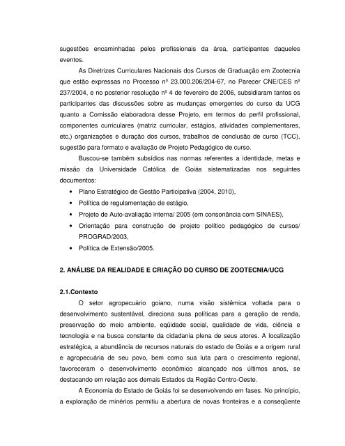 PROJETO PEDAGÃGICO DO CURSO DE ZOOTECNIA - Ucg