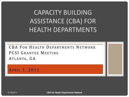 capacity building assistance (cba) for health departments