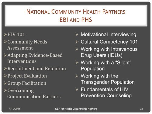 capacity building assistance (cba) for health departments