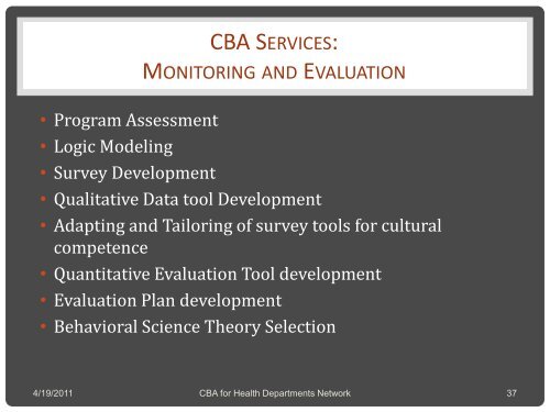 capacity building assistance (cba) for health departments