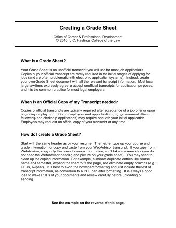 Creating a Grade Sheet - Hastings College of the Law
