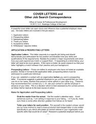 COVER LETTERS and Other Job Search Correspondence