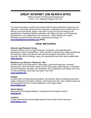 great internet job search sites - Hastings College of the Law