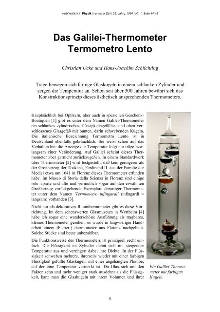 Das Galilei-Thermometer - Termometro Lento