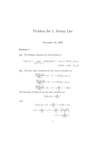 Problem Set 5, Jeremy Lise - UCL