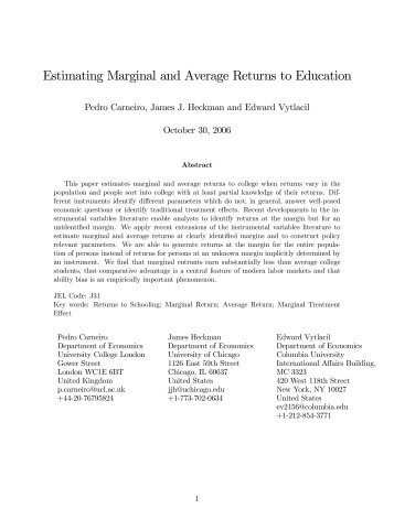 Estimating Marginal and Average Returns to Education - UCL