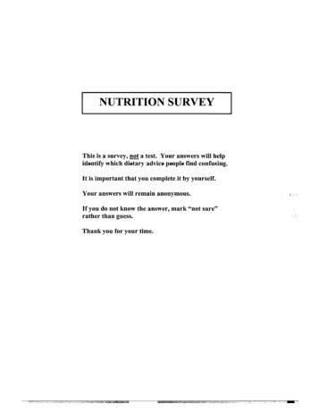 Nutrition Knowledge Questionnaire - UCL
