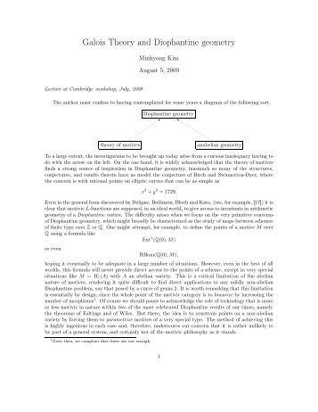 Galois Theory and Diophantine geometry - UCL