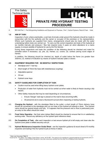 PRIVATE FIRE HYDRANT TESTING PROCEDURE - UCL