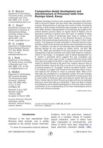 Comparative dental development and microstructure of ... - UCL