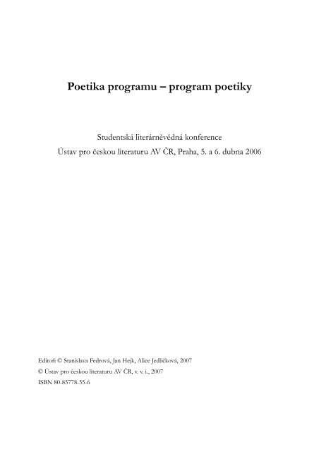 Poetika programu â€“ program poetiky - Ãšstav pro Ä eskou literaturu ...