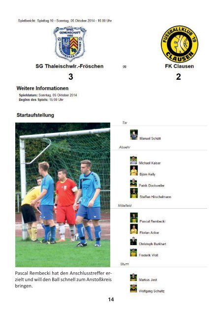 FKC Aktuell - 11. Spieltag - Saison 2014/2015