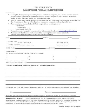 Completion Request Form (PDF) - UCLA Health System