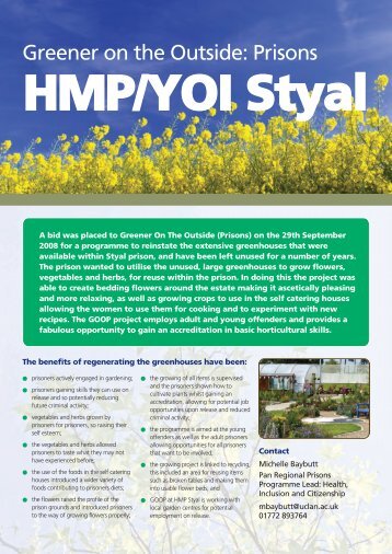 Greener on the Outside: Prisons Brochure: HMP/YOI Styal