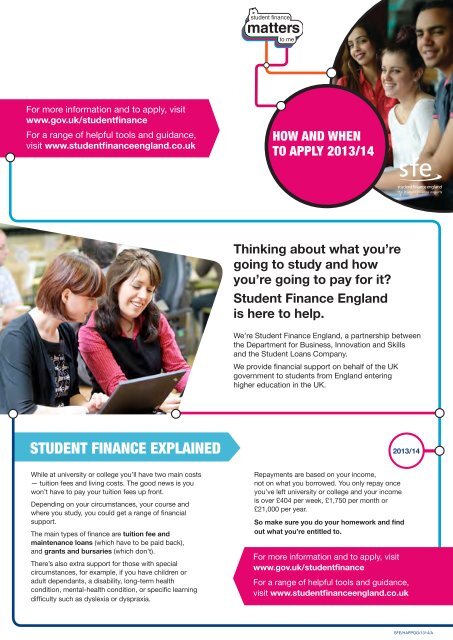 How and when to apply 2013/14 - Student Finance England ...