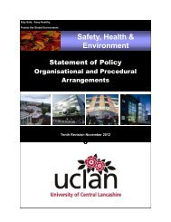 Safety, Health & Environment Policy - University of Central Lancashire