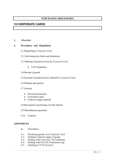 Purchasing procedures - University of Central Lancashire