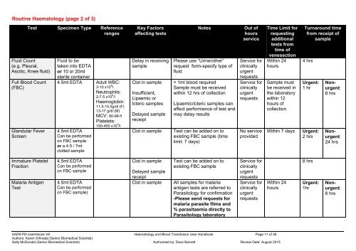 haematology users' handbook - University College London Hospitals