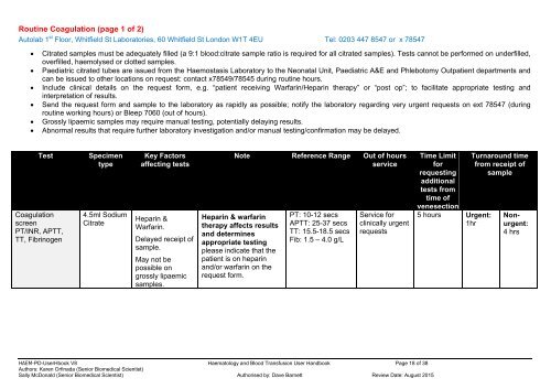 haematology users' handbook - University College London Hospitals