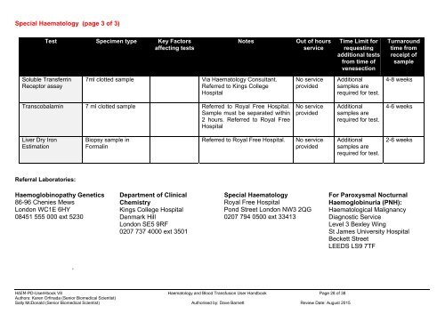 haematology users' handbook - University College London Hospitals