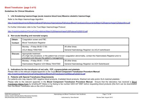 haematology users' handbook - University College London Hospitals