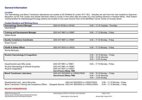 haematology users' handbook - University College London Hospitals