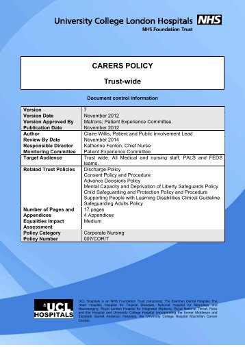 carers policy and guidelines - University College London Hospitals