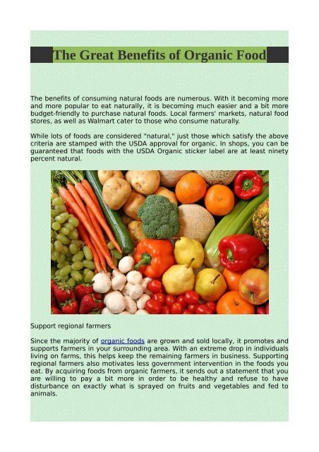 The Great Benefits of Organic Food