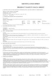 methylated spirit product safety data sheet - Flint Hire & Supply