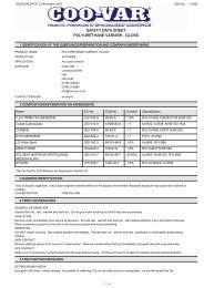 safety data sheet polyurethane varnish - gloss - Flint Hire & Supply
