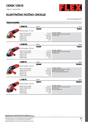 CENIK 1/2010 ELEKTRIÄNO ROÄNO ORODJE - Metalka-servis.com