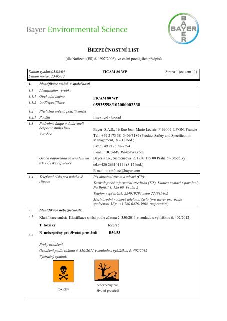 Bezpečnostní list - Bayer Pestcontrol Expert